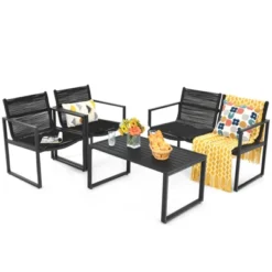 Tangkula 4 PCS Patio Furniture Sofa Set Loveseat Coffee Table For Backyard Balcony & Poolside 11 Tangkula 4 PCS Patio Furniture Sofa Set Loveseat Coffee Table For Backyard Balcony & Poolside -Tangkula GUEST 15817e1b d491 4111 90fb 1766b85d04d6