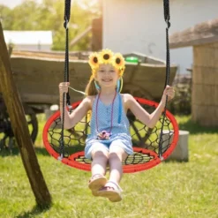 Tangkula Adjustable Hanging Ropes Spider Web Chair Swing Kids Play Equipment