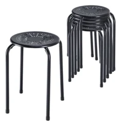 Tangkula Set Of 6 Stackable Stools Metal Chair Dining Set W/ Round Top -Tangkula GUEST 173cad08 8c6e 4f5f 947a 5a3ceeb7aedc