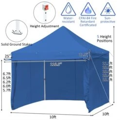 Tangkula 10x10ft Pop Up Tent, 4 Height Adjustment Folding Camping Tent With Awning -Tangkula GUEST 18a693f0 e001 4179 96a7 6701cde34a86
