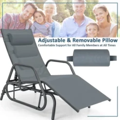 Tangkula Patio Chaise Lounge Glider Recliner Chair Adjustable Sturdy Metal Frame Outdoor -Tangkula GUEST 18f110eb 81a7 48ac a8cf 0e582d7e86cc