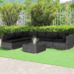 Tangkula 7PCS Patio Rattan Sectional Sofa Set Outdoor Furniture Set W/ Cushions -Tangkula GUEST 1931acb4 0bd8 4ead ad73 b8e6190b90e8