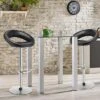 Tangkula Set Of 4 PU Leather Bar Stools Adjustable Kitchen Counter Chairs Black
