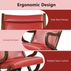 Tangkula 2PCS Rocking Chair W/ Cushion Ergonomic Backrest &115-Degree Backrest Angle &Curved Armrests For Nursery Living Room Red -Tangkula GUEST 19dd414c 7564 41ff b73f 9bc739add781