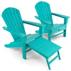 Tangkula 2PCS HDPE Adirondack Chair W/Ergonomic Design&Ottoman Outdoor Lounge Armchair Chair For Yard&Patio Black/Coffee/Grey/Turquoise/White -Tangkula GUEST 19f87d6f 9f56 46fe 9ce2 51d2511ef13d