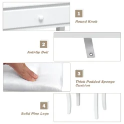 Tangkula Make-Up Vanity Table Dresser Set W/LED Light & Padded Stool -Tangkula GUEST 1a7849a1 c35a 412e b1e3 ee07bd61b717