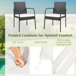 Tangkula 4 PCS Patio All-Weather Wicker Rattan Dining Chairs Outdoor Arm Cushioned Seats Armrest Garden -Tangkula GUEST 1a889593 4787 4418 b4bf 6383929b19f6