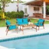Tangkula 4PCS Patio Rattan Furniture Set Wood Frame Cushioned Sofa With Coffee Table Sectional Conversation Sofa Set For Garden -Tangkula GUEST 1aa705cb a035 4153 a723 a6df972b331d