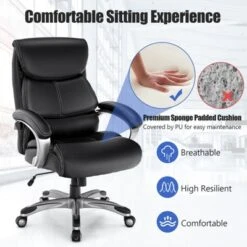 Tangkula Adjustable Executive Chair Rolling High Back Leather Office Chair Black -Tangkula GUEST 1ab14cdd 4a70 4f40 a802 7ad0a1390ce4