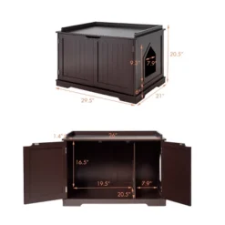 Tangkula Cat House Litter Box Pet Cat Washroom Nightstand Cat Storage Bench Coffee/Black -Tangkula GUEST 1aeb8209 9c56 428a bae6 0bf4548aaf6b
