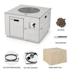 Tangkula 34" Square Concrete Propane Fire Pit Table W/ Lava Rocks Rain Cover 50,000 BTU -Tangkula GUEST 1b1cf330 fb38 4589 99e7 ba1fda7ff566