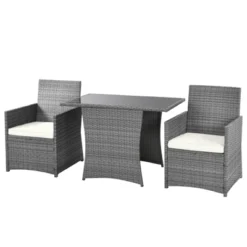Tangkula 3PCS Patio Rattan Furniture Set Outdoor Wicker Table & Chair Set W/Cushions White/Red/Gray/Turquoise/Navy 13 Tangkula 3PCS Patio Rattan Furniture Set Outdoor Wicker Table & Chair Set W/Cushions White/Red/Gray/Turquoise/Navy -Tangkula GUEST 1ceaa553 cc8e 4814 962e e33e1a454112