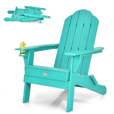 Tangkula Folding Adirondack Chair Outdoor Adirondack Chair Weather Resistant Lounger For Backyard Porch Poolside Turquoise/Grey/White/Black 10 Tangkula Folding Adirondack Chair Outdoor Adirondack Chair Weather Resistant Lounger For Backyard Porch Poolside Turquoise/Grey/White/Black - Image 8