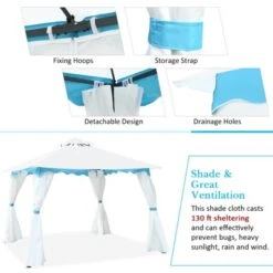 Tangkula 2 Tier 10'x10'Patio Steel Gazebo Outdoor Canopy Tent Steel Frame Shelter Awning W/Side Walls For Patio Yard Garden -Tangkula GUEST 1df81493 5f54 42f0 9669 6123896e6de0