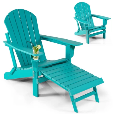 Tangkula Adirondack Chair W/Ergonomic Design&Ottoman Outdoor Armchair HDPE Chair For Yard&Patio Black/Coffee/Grey/Turquoise/White 12 Tangkula Adirondack Chair W/Ergonomic Design&Ottoman Outdoor Armchair HDPE Chair For Yard&Patio Black/Coffee/Grey/Turquoise/White - Image 10