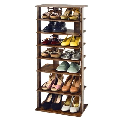 Tangkula 7-Tier Shoe Rack Free Standing Shelf Storage Modern Shoe Rack Organizer Brown/Black/White 12 Tangkula 7-Tier Shoe Rack Free Standing Shelf Storage Modern Shoe Rack Organizer Brown/Black/White - Image 11