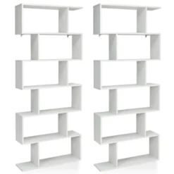 Tangkula 2 PCS 6-Tier S-Shaped Wooden Bookshelf Storage Bookcase Multifunctional Display Stand Shelf -Tangkula GUEST 1f4883a4 ca94 4f30 8b2e 8bc4198658b1