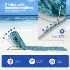 Tangkula 3PCS Folding Beach Mat Set Adjustable Beach Lounge Chair & Side Table Set -Tangkula GUEST 1f49c8a4 f177 4fc4 a0be 677636289d64