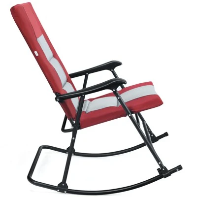 Tangkula Foldable Rocking Chair Enlarged Rocker Chair With Cotton Clip Red 5 Tangkula Foldable Rocking Chair Enlarged Rocker Chair With Cotton Clip Red - Image 3