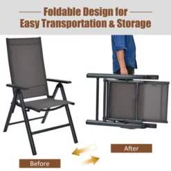 Tangkula 4 Pack Folding Dining Chairs Adjustable Reclining Back Chairs Suitable For Outdoor & Indoor Gray -Tangkula GUEST 20e422d1 c528 476e b3e9 9ddb5f15cf39 1