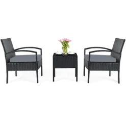 Tangkula 3 Pieces Patio Set Outdoor Wicker Rattan Furniture W/ Cushions Gray 10 Tangkula 3 Pieces Patio Set Outdoor Wicker Rattan Furniture W/ Cushions Gray -Tangkula GUEST 21687bca 74a1 437b 9ef8 9e299fc25a4e