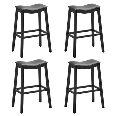 Tangkula Set Of 4 Saddle Bar Stools Bar Height Kitchen Chairs W/ Rubber Wood Legs 12 Tangkula Set Of 4 Saddle Bar Stools Bar Height Kitchen Chairs W/ Rubber Wood Legs - Image 10