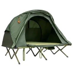 Tangkula 2-Person Folding Camping Tent Cot Outdoor Elevated Tent W/External Cover Green/Gray -Tangkula GUEST 22a34b1a d93e 444f 959b b9ccd01851d3
