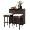 Tangkula 3PCS Patio Wicker Rattan Bar Set Table W/2 White Cushioned Stools -Tangkula GUEST 22fe9344 4a8d 4794 8882 6b86a3b207c5
