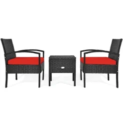 Tangkula 3-Piece Patio Wicker Storage Table & Chair Set Outdoor Conversation Set Red -Tangkula GUEST 24d9d2df 95ef 4d09 85ca 07d43f0f274d