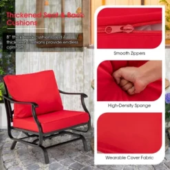 Tangkula 3PCS Outdoor Rocking Chair Set Patio Conversation Bistro Set W/ Red Cushions -Tangkula GUEST 26a1550a 5088 4c2d 916b 19e5cf02a66d