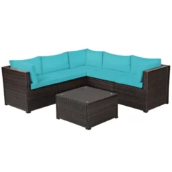Tangkula 6 PCS Patio Rattan Furniture Set Outdoor Wicker Conversation Sofa Set W/Tempered Glass Coffee Table -Tangkula GUEST 278cd863 bd82 48af bde3 a90bd534b374
