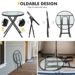 Tangkula 18" Patio Side Table Outdoor Folding Coffee Table W/ Tempered Glass Table Top -Tangkula GUEST 27ee24c7 7f61 4c87 b1b4 69a73a22f263