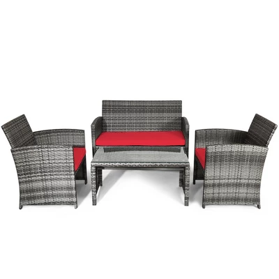 Tangkula 4-Piece Outdoor Patio Furniture Set Rattan Wicker Conversation Sofa Set 7 Tangkula 4-Piece Outdoor Patio Furniture Set Rattan Wicker Conversation Sofa Set - Image 5