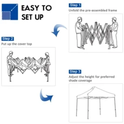Tangkula 10' X 10' Pop Up Canopy Tent Easy Set-up Outdoor Tent Commercial Instant Shelter W/ 3 Adjustable Heights Blue/Grey/White -Tangkula GUEST 288c41f3 613d 481e b683 8daaa877bcac