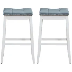 Tangkula Set Of 4 Saddle Bar Stools Backless Nailhead Counter Stool With Grey Cushions Coffee/White 23 Tangkula Set Of 4 Saddle Bar Stools Backless Nailhead Counter Stool With Grey Cushions Coffee/White -Tangkula GUEST 28bbd3b6 2618 4260 b364 9f54715b62fc