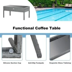 Tangkula Patio Rattan 4PCS/8PCS Cushioned Chair Side Table Classic Furniture Set Bistro Set Single Sofa Thick Cushion Loveseat For Garden Grey -Tangkula GUEST 292f6196 5fa5 4a5b b221 21b95e865f33