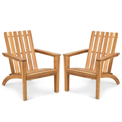 Tangkula 2PCS Wooden Adirondack Chair W/Ergonomic Design Outdoor Lounge Armchair Acacia Wood Chair For Yard&Patio 13 Tangkula 2PCS Wooden Adirondack Chair W/Ergonomic Design Outdoor Lounge Armchair Acacia Wood Chair For Yard&Patio - Image 11