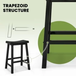 Tangkula Set Of 4 Saddle Bar Stools Counter Height Dining Chairs W/ Wooden Legs Black -Tangkula GUEST 294609fa b5fb 4c7a b1a3 8bd5acac4fc1