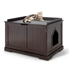 Tangkula Cat House Litter Box Pet Cat Washroom Nightstand Cat Storage Bench Coffee/Black -Tangkula GUEST 2a9e06bb 58bf 4ab0 8e34 9c278dde86c3