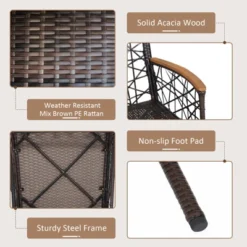 Tangkula Patio PE Rattan Dining Chairs Set Of 2/4 Patio PE Wicker Armchairs With Removable Cushions And Acacia Wood Armrests -Tangkula GUEST 2acdfa4f fe22 4cce a2af 464b528dfc00