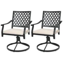 Tangkula 2/4 PCS Patio Swivel Dining Chairs Kitchen Garden Metal Armchairs W/Cushions -Tangkula GUEST 2b9dd3b9 de4d 4c9c bbcb bea1bd9b6379