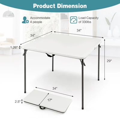 Tangkula Folding Camping Table Portable Picnic Table With All-Weather HDPE Tabletop Metal Frame & Carry Straps White/Gray 10 Tangkula Folding Camping Table Portable Picnic Table With All-Weather HDPE Tabletop Metal Frame & Carry Straps White/Gray - Image 8