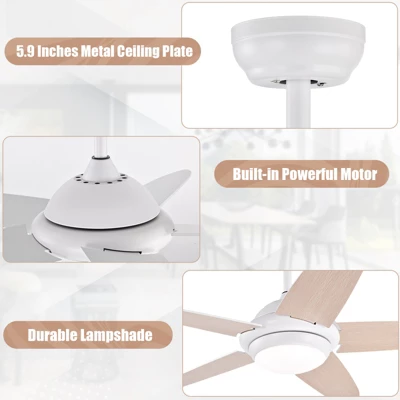 Tangkula 52" Ceiling Fan With Light And Remote Control Indoor Modern Ceiling Fan With Quiet Reversible ETL Motor Black/Silver/White 10 Tangkula 52" Ceiling Fan With Light And Remote Control Indoor Modern Ceiling Fan With Quiet Reversible ETL Motor Black/Silver/White - Image 8