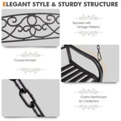 Tangkula Patio Hanging Porch Swing Outdoor 2-Person Metal Swing Bench Chair W/ Chains 18 Tangkula Patio Hanging Porch Swing Outdoor 2-Person Metal Swing Bench Chair W/ Chains -Tangkula GUEST 2c05fb84 3685 4d53 9ccd c7f32f1d4171