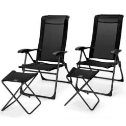 Tangkula 4 PCS Outdoor Wicker Chaise Lounge Patio Lounge Chair Ottoman Set Camp Chairs W/7-Gear Adjustable Backrest -Tangkula GUEST 2d135271 a53e 4b17 8069 644144f54831