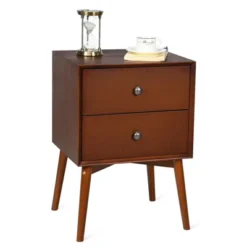 Tangkula Mid Century Nightstand Sofa End Table Bedroom Side Table With 2 Drawers -Tangkula GUEST 2d688d63 f4cf 490d b3d1 a04726e33a88