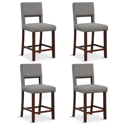 Tangkula 4-Piece Linen Fabric/PVC Leather Counter Height Bar Stool Set W/ Back & Rubber Wood Legs 12 Tangkula 4-Piece Linen Fabric/PVC Leather Counter Height Bar Stool Set W/ Back & Rubber Wood Legs - Image 10