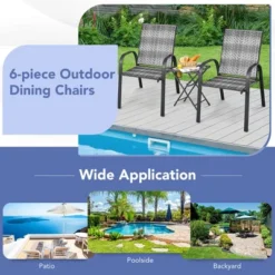 Tangkula 12PCS Outdoor PE Wicker Stacking Dining Chairs Patio Arm Chairs 17 Tangkula 12PCS Outdoor PE Wicker Stacking Dining Chairs Patio Arm Chairs -Tangkula GUEST 305743df 47bd 4b19 b2b1 1620f166739c