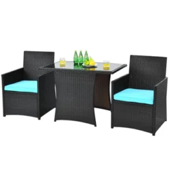 Tangkula 3PCS Patio Rattan Dining Set Space-Saving Furniture Set With Tempered Glass Top Table And Cushioned Chairs 24 Tangkula 3PCS Patio Rattan Dining Set Space-Saving Furniture Set With Tempered Glass Top Table And Cushioned Chairs -Tangkula GUEST 314ef5d5 deac 4e52 b2ef cd8768c2d16b