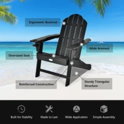 Tangkula 2PCS Adirondack Chair Outdoor With Cup Holde Weather Resistant Lounger Chair For Backyard Garden Patio And Deck Black/Grey/Turquoise/White -Tangkula GUEST 318a7a1f 28d6 4af5 8efc 7e436759d48d